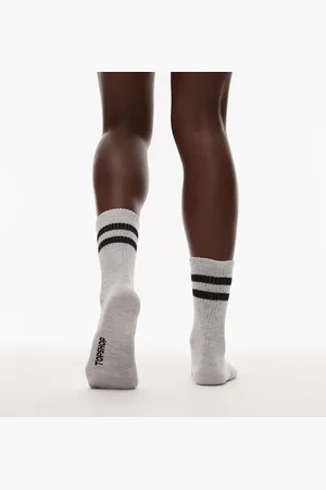 Topshop Calcetines gris jaspeado de estilo deportivo con rayas negras de canalé de