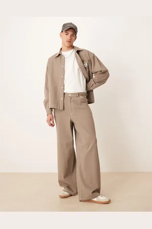 ASOS Pantalones caquis muy holgados de sarga de (parte de un conjunto)-Verde