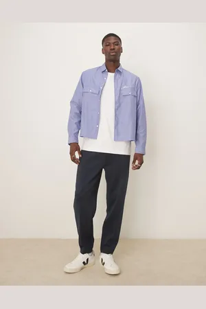 ASOS Joggers azul marino de corte tapered de tejido efecto neopreno de