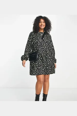 Daisy Street Vestido amplio holgado con estampado floral grunge de