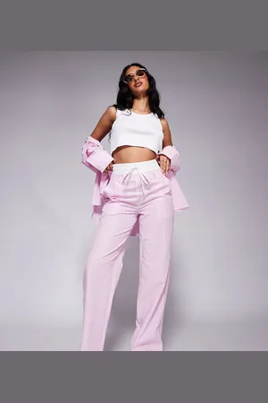 Kaiia Pantalones a rayas rosas con cinturilla estilo bóxer de popelina exclusivos de (parte de un conjunto)