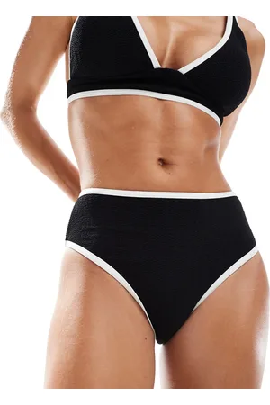 VERO MODA Braguitas de bikini negras con ribetes de tejido texturizado de -Negro