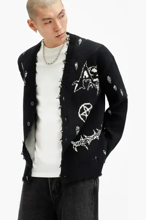 AllSaints Cárdigan negro y blanco tiza Koto de -Multicolor