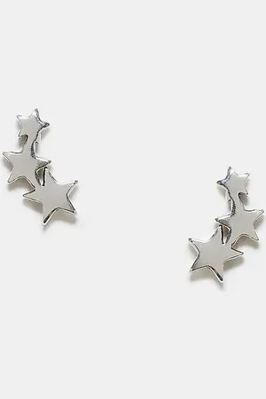 Kingsley Ryan Pendientes de botón con diseño de tres estrellas de plata de ley de