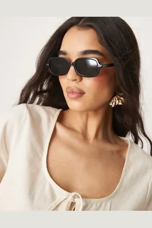ASOS Gafas de sol negras rectangulares con detalle de metal de