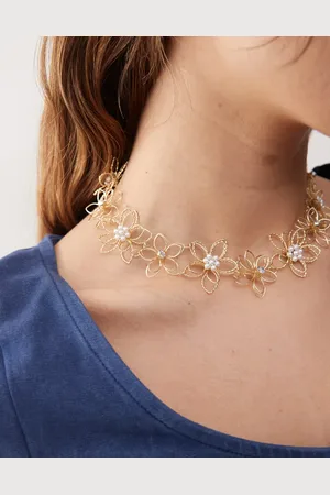 Reclaimed Collar con flores de alambre de