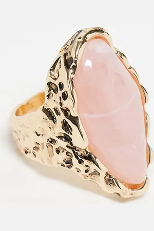 Reclaimed Anillo con cuarzo rosa de imitación de