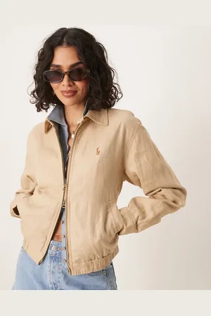 Ralph Lauren Chaqueta bomber tostada de lino de -Marrón