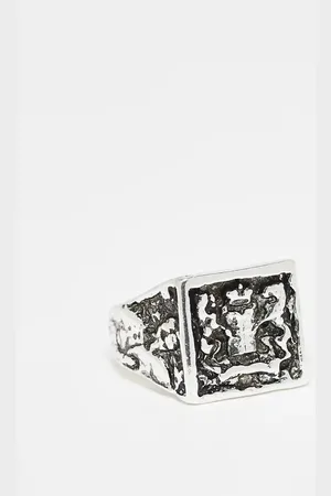 ASOS Anillo estilo sello cuadrado con diseño de blasón de