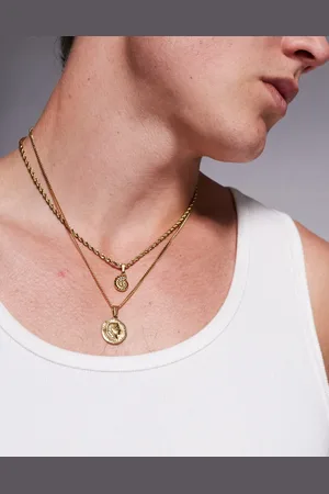 ASOS Pack de 2 collares dorados con colgantes en forma de concha de acero inoxidable resistente al agua de