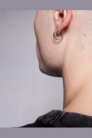 ASOS Pendientes de aro plateados con diseño efecto fundido de acero inoxidable resistente al agua de