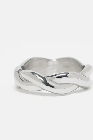ASOS Anillo con diseño de cuerda de acero inoxidable resistente al agua de