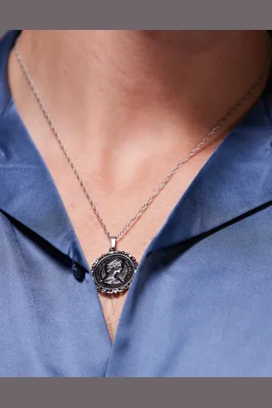 ASOS Collar de cadena con colgante redondo de estilo soberano de acero inoxidable resistente al agua de