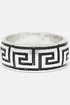 ASOS Anillo pulido de banda gruesa con diseño de grecas alpinas en relieve de