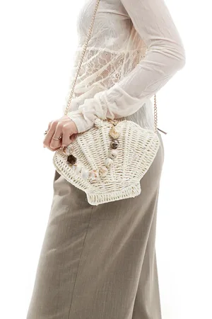 ASOS Bolso de paja con asa de mano de resina y correa bandolera desmontable de