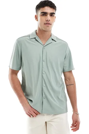 Only & Sons Camisa verde salvia plisada con cuello de solapas de (parte de un conjunto)