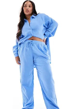 ONLY Pantalones azules sin cierres de bambula de (parte de un conjunto)