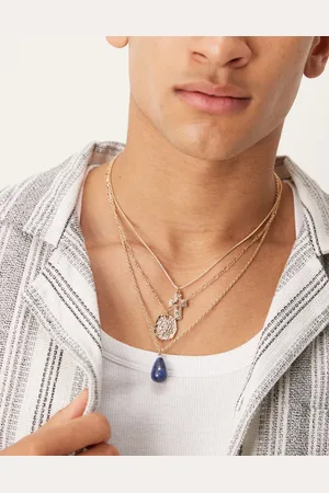 ASOS Pack de 3 collares dorados con colgante de moneda y piedra semipreciosa de
