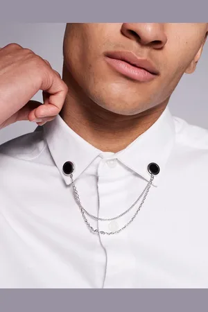 ASOS Puntas para cuello plateadas con detalle de cadenas de