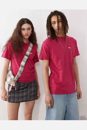 Vans Camiseta color bermellón de corte estándar con logo en la parte izquierda del pecho de -Rojo