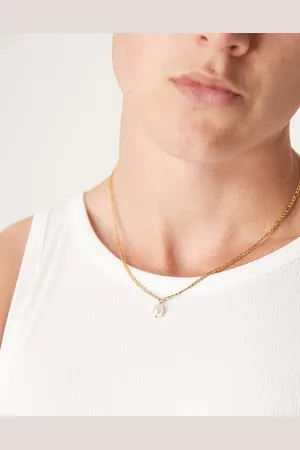 ASOS Collar de cadena con colgante de perla sintética de acero inoxidable resistente al agua de