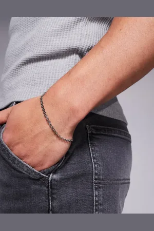 ASOS Pulsera plateada con eslabones en forma de corazón de acero inoxidable resistente al agua de