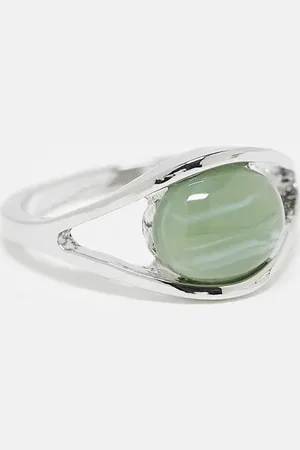 ASOS Anillo tipo sello con piedra de jade de imitación de