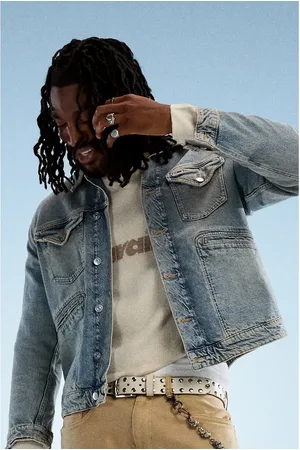 Tommy Hilfiger Chaqueta vaquera holgada de estilo camionero con lavado medio Isaac de -Azul