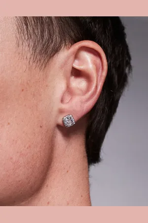 ASOS Pendientes de botón plateados con cristales de