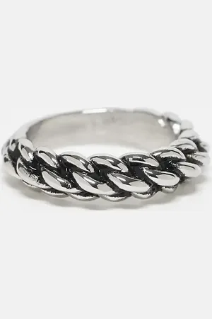 ASOS Anillo con diseño de cuerda de acero inoxidable resistente al agua de