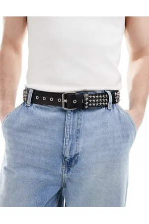 ASOS Cinturón de cuero sintético con tachuelas de estrellas plateadas de