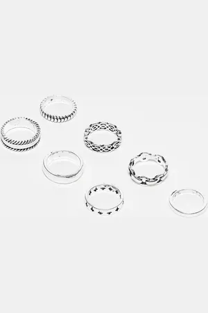 ASOS Pack de 7 anillos de banda de tono pulido de