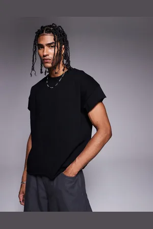 ASOS Camiseta negra extragrande sin mangas de tejido grueso de 300 g/m² premium de