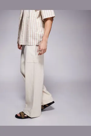 ASOS Pantalones color de corte holgado extragrande de tejido efecto lino de -Blanco