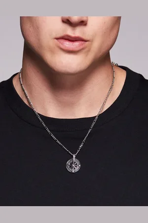 ASOS Collar de cadena con colgante de brújula de acero inoxidable resistente al agua de