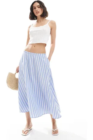 ASOS Falda midi a de corte circular de algodón de -Multicolor