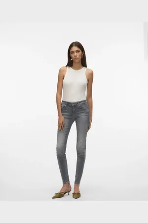 VERO MODA Vaqueros gris medio de corte slim de