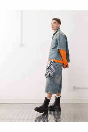 COLLUSION Pantalones cortos vaqueros de corte alargado y talle bajo con de -Azul