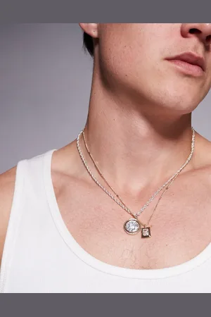 ASOS Pack de 2 collares con colgantes de moneda y cristal de varios metales de