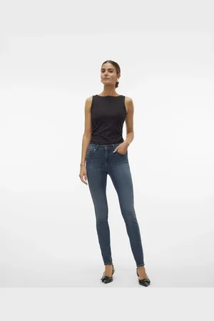 VERO MODA Vaqueros azul oscuro de corte slim de