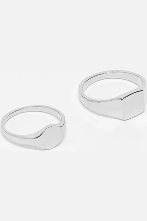 ASOS Pack de 2 anillos plateados tipo sello de