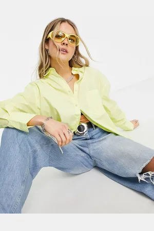 JJXX Camisa amarillo luminoso extragrande de popelina Jamie de