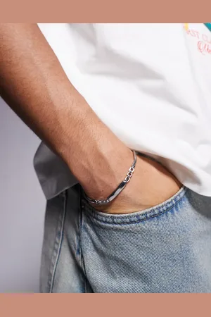 ASOS Pulsera plateada de cadena con detalle de placa de acero inoxidable resistente al agua de