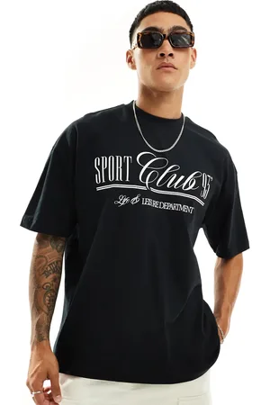 ASOS Camiseta negra con estampado "Sport Club" en el pecho de