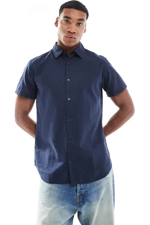 JJ Camisa de manga corta de mezcla de lino de