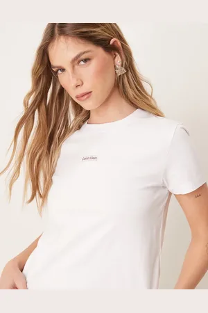 Calvin Klein Camiseta blanca con diseño encogido y estampado gráfico Institutional de -Blanco