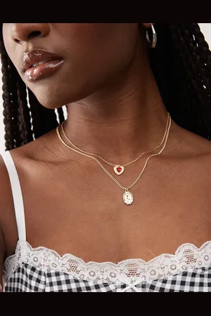 Reclaimed Collar de 2 hileras con colgante y corazón de