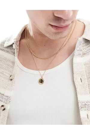 ASOS Pack de 2 collares dorados con colgante de hexágono de