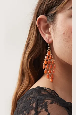 Reclaimed Pendientes colgantes con piedras ámbar de cristal de imitación de