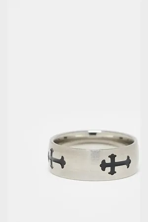 ASOS Anillo con detalle de cruces negras de acero inoxidable resistente al agua de